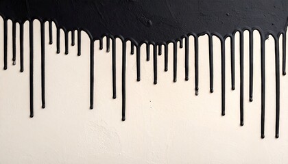 Black Paint Dripping on Beige Background