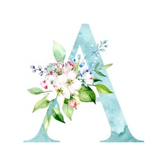 Pastel floral letter A