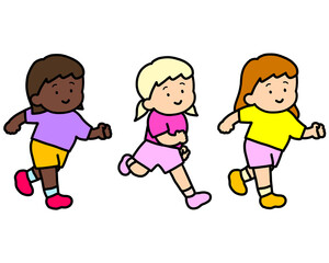 元気に走る子供たち　女の子