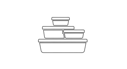 Stack of Food Containers Line Art Icon.