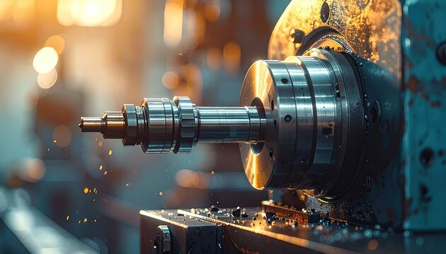 Close-up Metal Lathe Spindle Detail