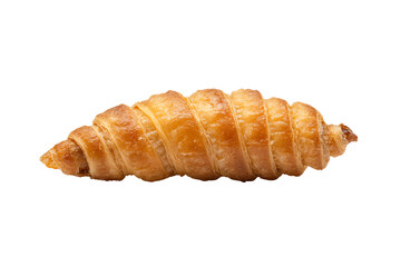 Delicious golden croissant, perfect for breakfast, on a white isolated background.