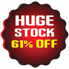 White text huge stock 61 percent off on red gradient starburst sale discount
