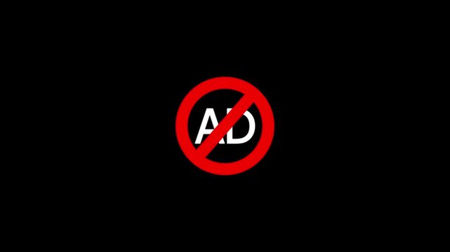 No ad crossed out mark color icon animation. ad not allowed icon .
