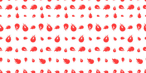 Seamless pattern with red fire flames. Simple hot blaze background for wrapping paper, textile print, or spicy food packaging.