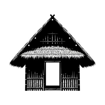black thatched roof hut silhouette clip art preview