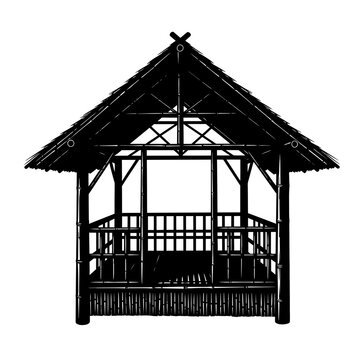 black bamboo gazebo structure clip art preview