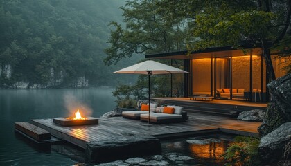 Luxury Lakeside Retreat Modern Cabin, Fire Pit, and Forest Views