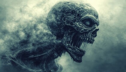 Horrifying Demonic Entity Emerging from Smoke