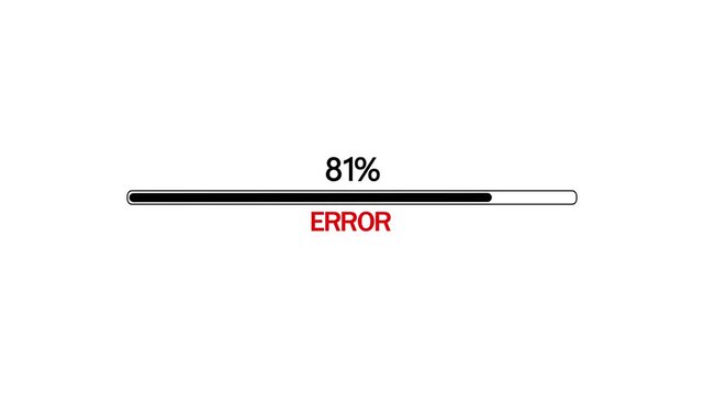 81% loading bar error icon animation on a white background.