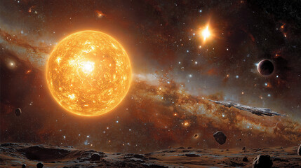 solar system in the night