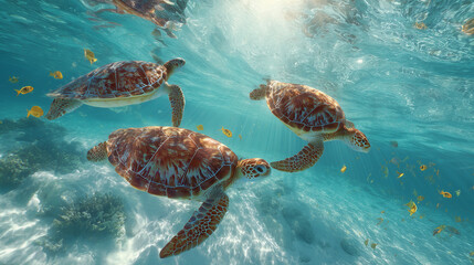 Obraz premium green sea turtle swimming