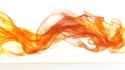 Flowing Orange - Yellow Translucent Ribbons with Sparkles on White Background