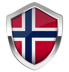Obraz premium Norway shield with the flag of Norway with chrome metal frame