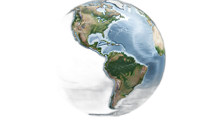 Detailed Render of Earth Globe Showing the Americas on Black Backdrop