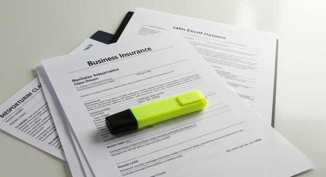 Highlighting key points on a business insurance claim form document.