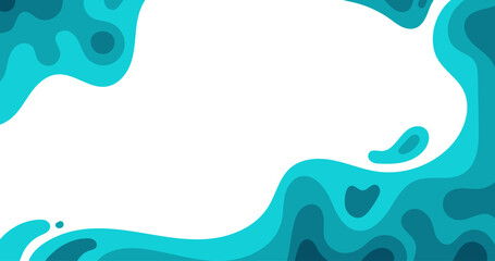 Abstract Paper Cut Style Blue Wave Background