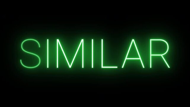 Flickering neon green similar sign animated on black background.
