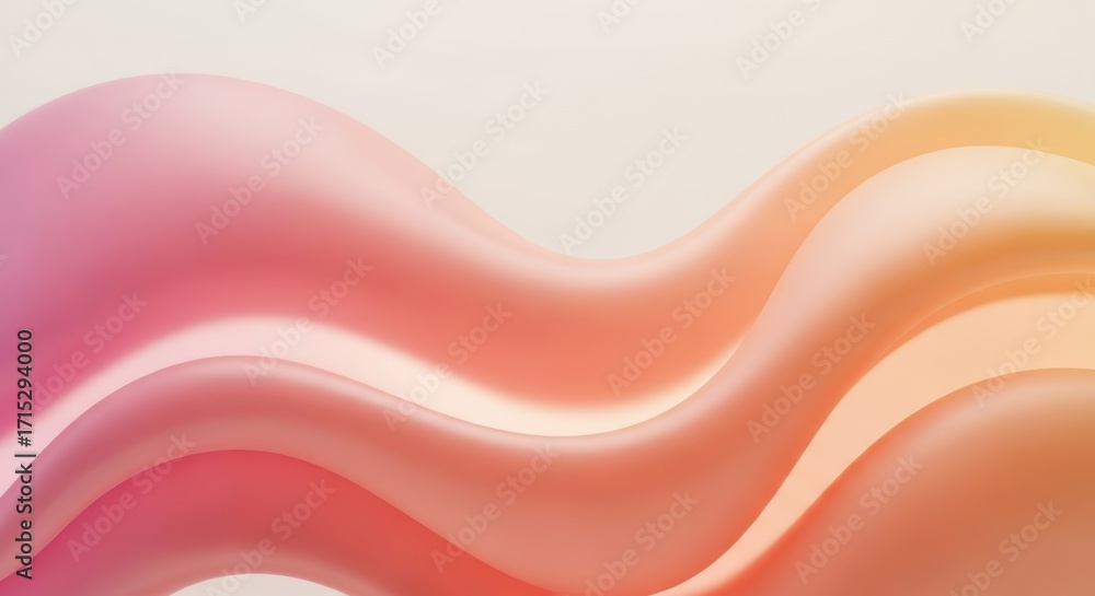 Poster abstract flowing wave of pink and orange colors with soft light and smooth texture