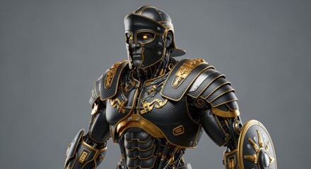 Fototapeta premium Futuristic Roman Centurion in Carbon Fiber Armor