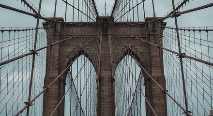 Obraz premium Brooklyn Bridge - A Perspective of Strength and Structure.