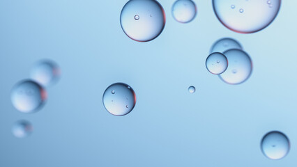 Clean floating bubbles with glossy surface and soft reflections.
