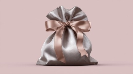 Elegant satin gift bag with rose gold ribbon.  Perfect for luxurious presents or special occasions