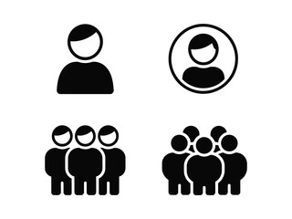 User avatar vector icon set, featuring individual profiles, team groups, contact buttons, and community symbols, ideal for social media, apps, web dashboards, and interface projects.