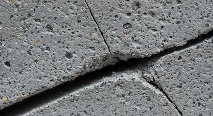 Obraz premium Close-up Macro View of Jagged Cracks in Weathered Concrete Pavement Surface.