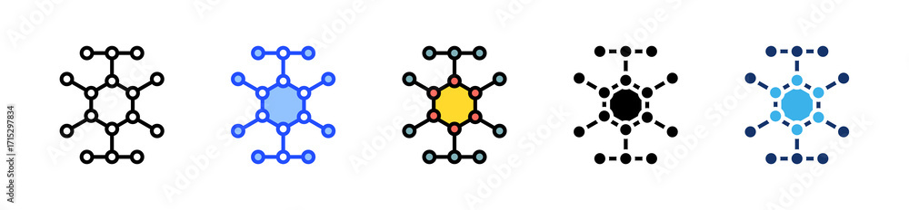 Poster glucose breakdown icon collection with multiple styles
