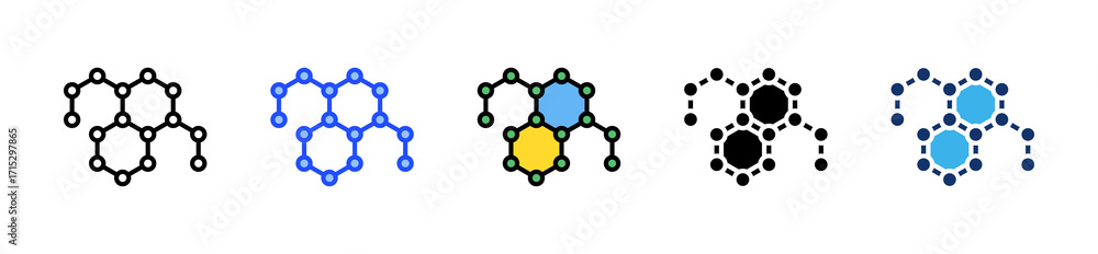 Poster hormone structure icon collection with multiple styles