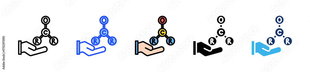Poster functional groups icon collection with multiple styles