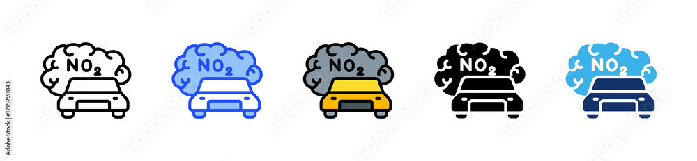 Poster no2 smog icon collection with multiple styles