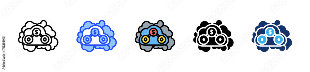 Poster so2 pollution icon collection with multiple styles