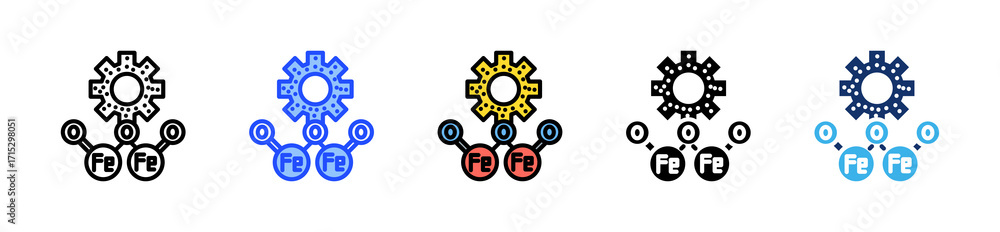 Poster fe2o3 rust icon collection with multiple styles