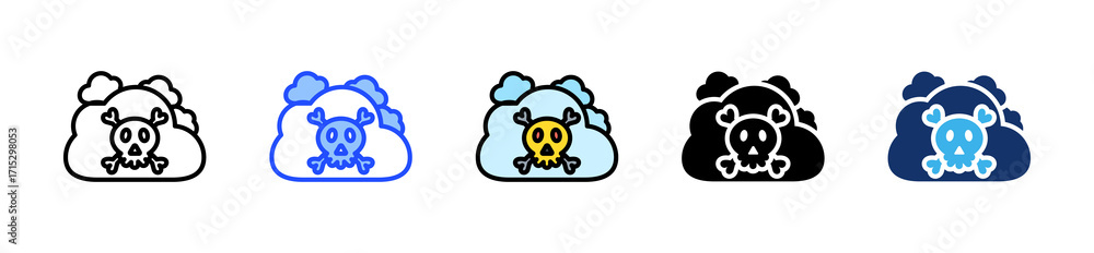 Poster co carbon monoxide icon collection with multiple styles