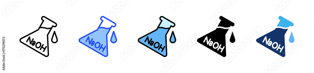Poster naoh solution icon collection with multiple styles
