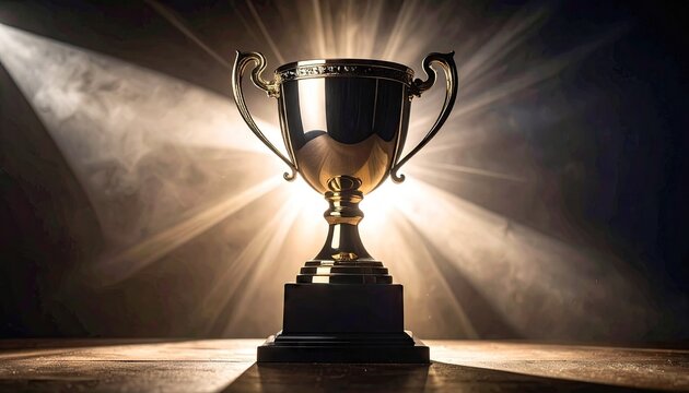 Golden Trophy in Dramatic Lighting