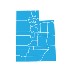 Utah blue vector state map isolated on white