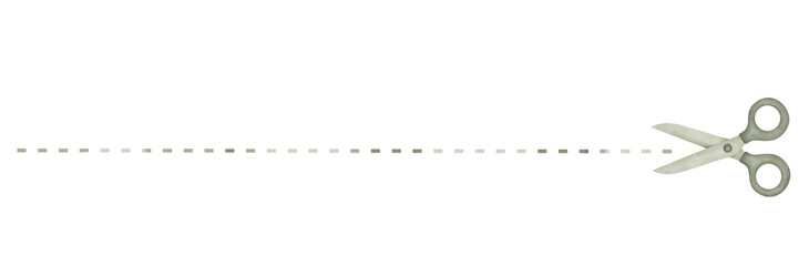 scissors and dashed line