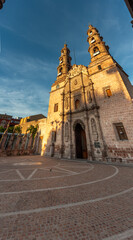Low angle view of  Catedral Bas&iacute;lica of Our Lady of the Assumption in Aguascalientes at Sunrise, Mexico. 