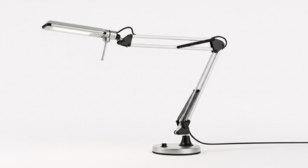 Naklejka premium Sleek modern adjustable desk lamp with bright LED light illuminates workspaces for focused productivity