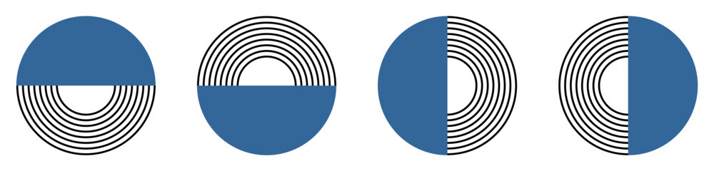 Stripe line round circle element vector. Ideal for modern, abstract, and creative projects. A stylish, simple design that evokes a sense of movement and dynamic energy.