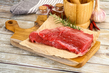 Raw beef flesh for cooking