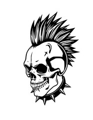Obraz premium Punk Skull with Spiky Mohawk