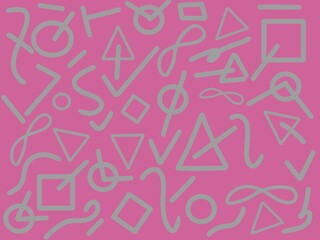 Modern grey doodle style. Illustrations of squares, lines, circles, and curves. line doodle seamless pattern.