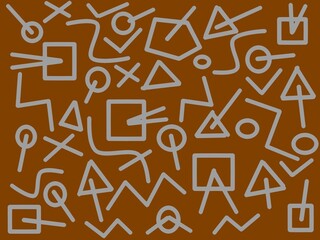 Modern grey doodle style. Illustrations of squares, lines, circles, and curves. line doodle seamless pattern.