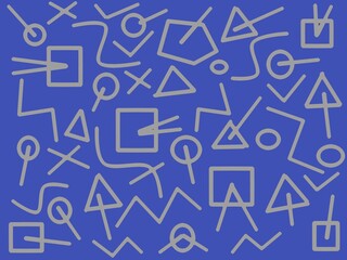 Modern grey doodle style. Illustrations of squares, lines, circles, and curves. line doodle seamless pattern.