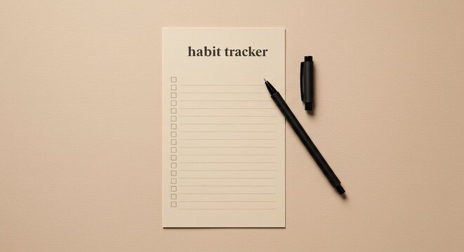 Minimalist Habit Tracker Notepad for Planning Goals and Self-Improvement