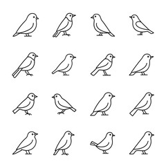 Obraz premium Simple Line Art Bird Illustrations: Various Poses and Outlines.